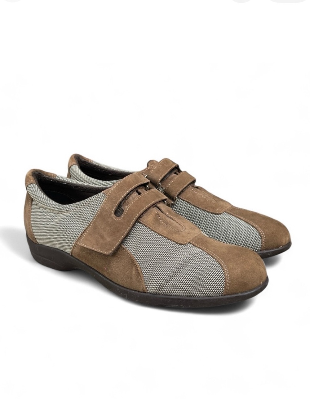Munro American Joliet Sneaker Leather & Fabric Travel Flat in Brown Size 7 1/2W